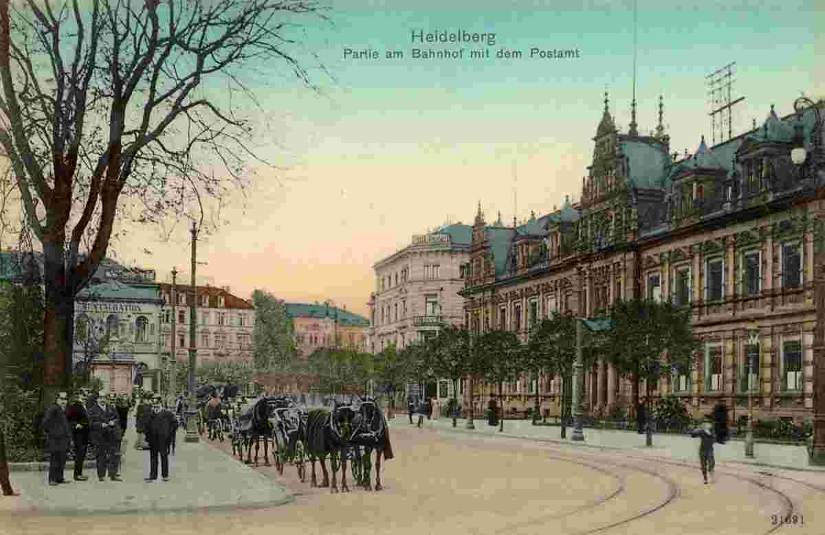 Heidelberg. Bahnhof mit Postamt