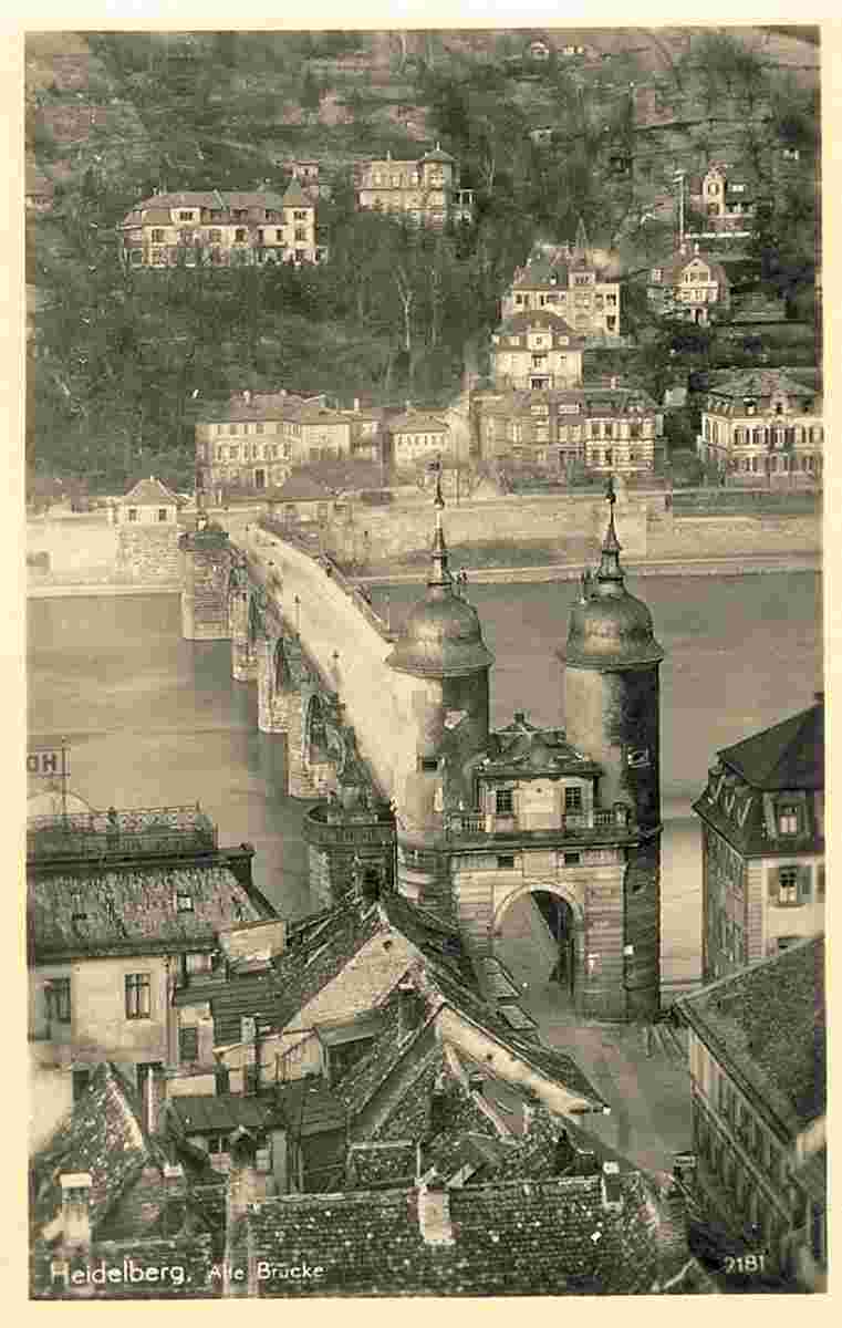 Heidelberg. Das Brückentor und alte Neckarbrücke, 1932