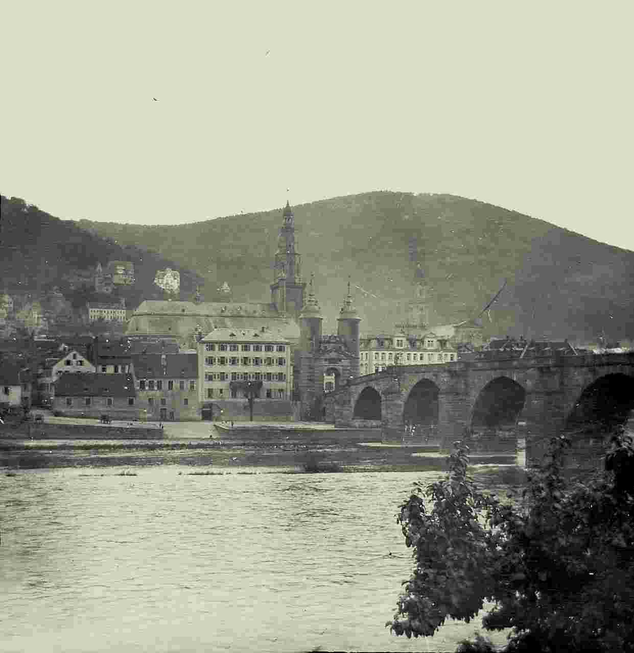 Heidelberg. Karl-Theodor-Brücke über fluss Neckar, 1906