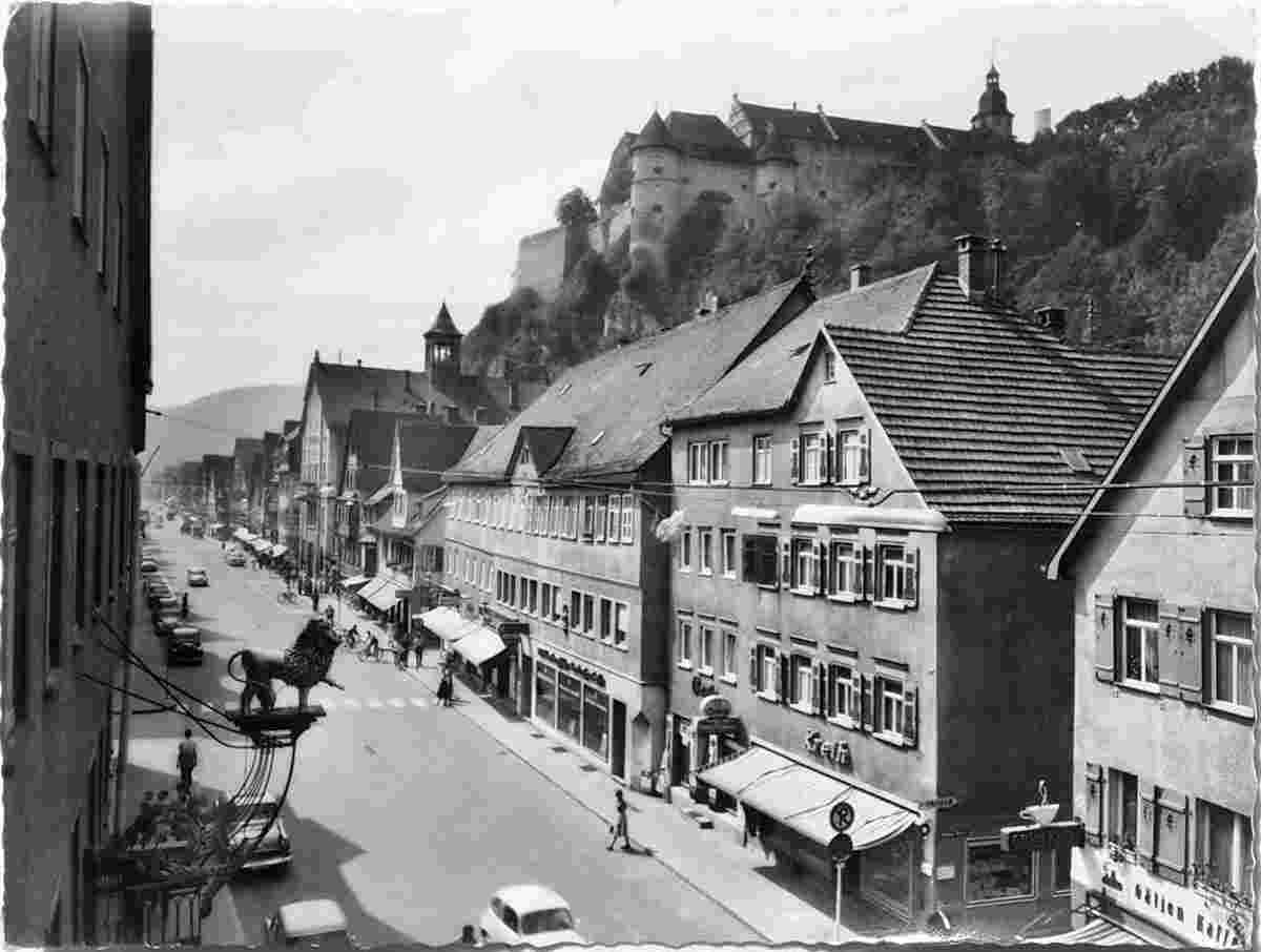 Heidenheim an der Brenz. Panorama von Stadtstraße, 1968