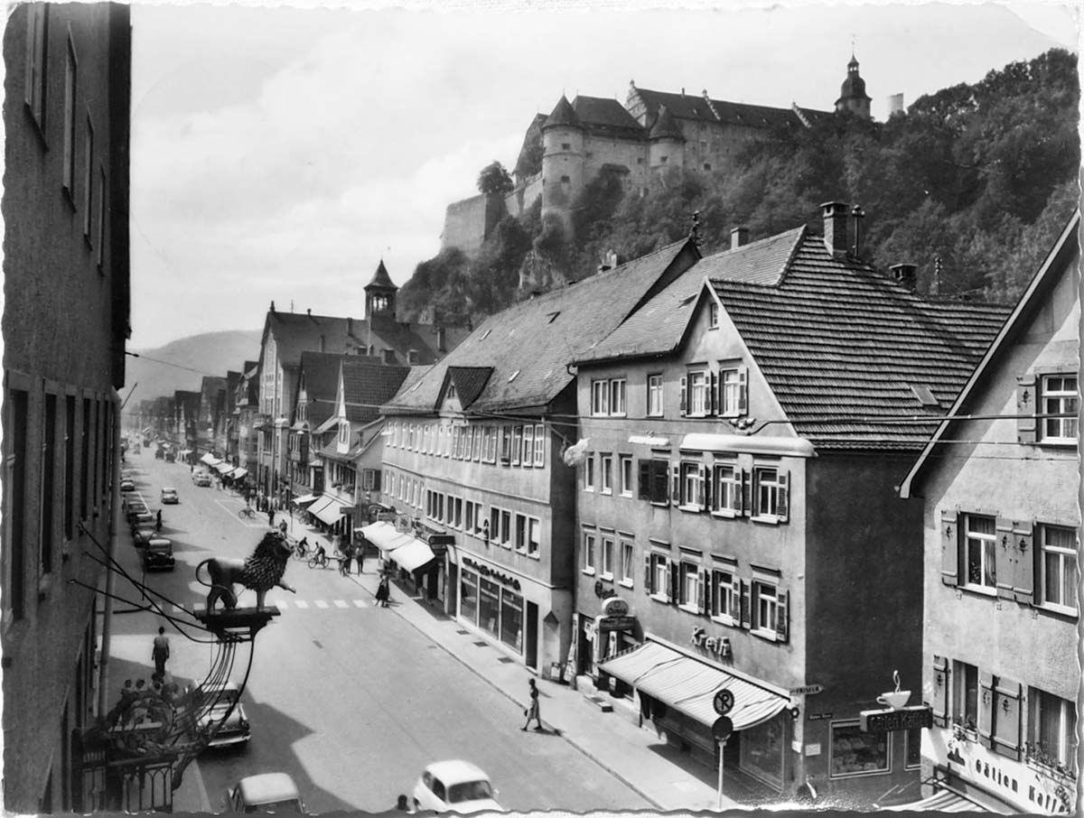Heidenheim an der Brenz. Panorama von Stadtstraße, 1968