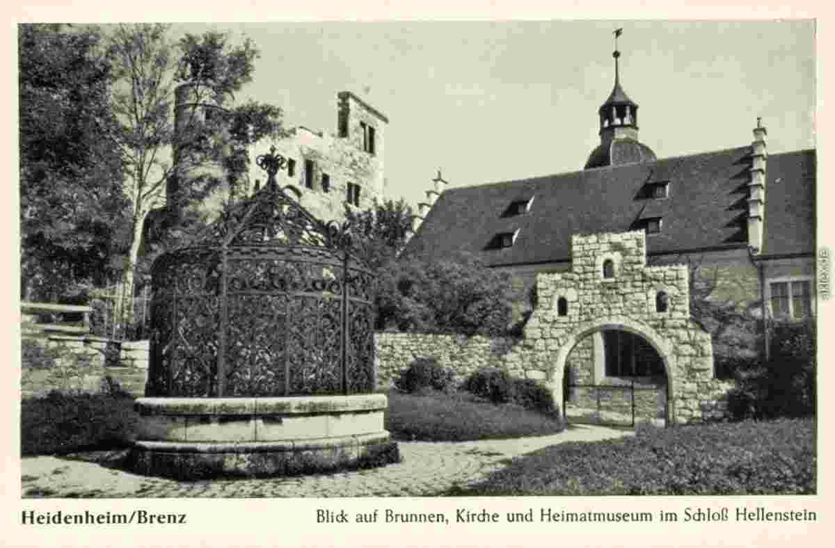 Heidenheim an der Brenz. Schloß Hellenstein - Brunnen, Kirche