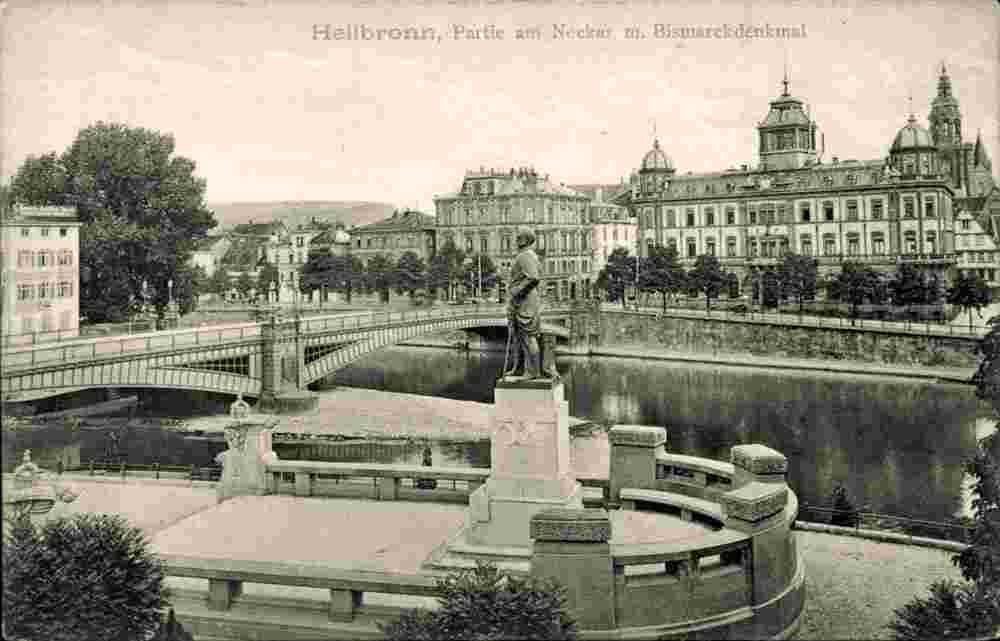 Heilbronn. Panorama von Kaiser Straße mit Neckarbrücke