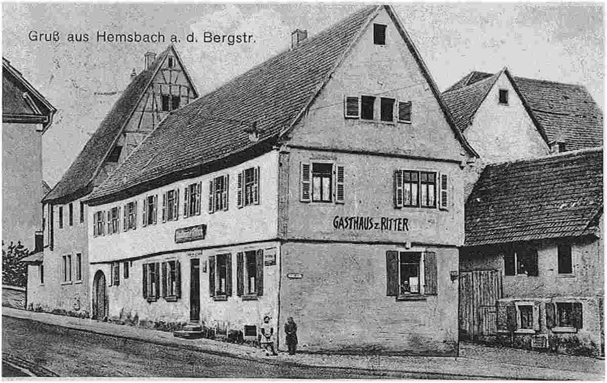 Hemsbach. Gasthaus 'Zum Ritter' um 1900