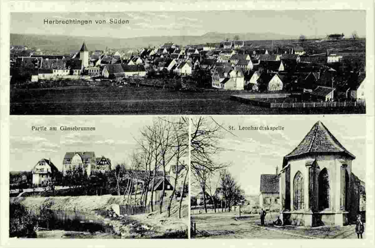 Herbrechtingen von Süden, St. Leonhardskapelle, Partie am Gänsebrunnen