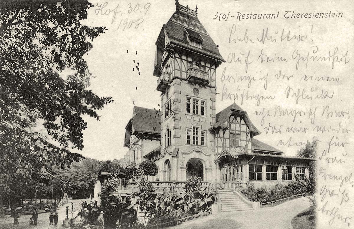 Hof (Saale). Restaurant Theresienstein, 1908