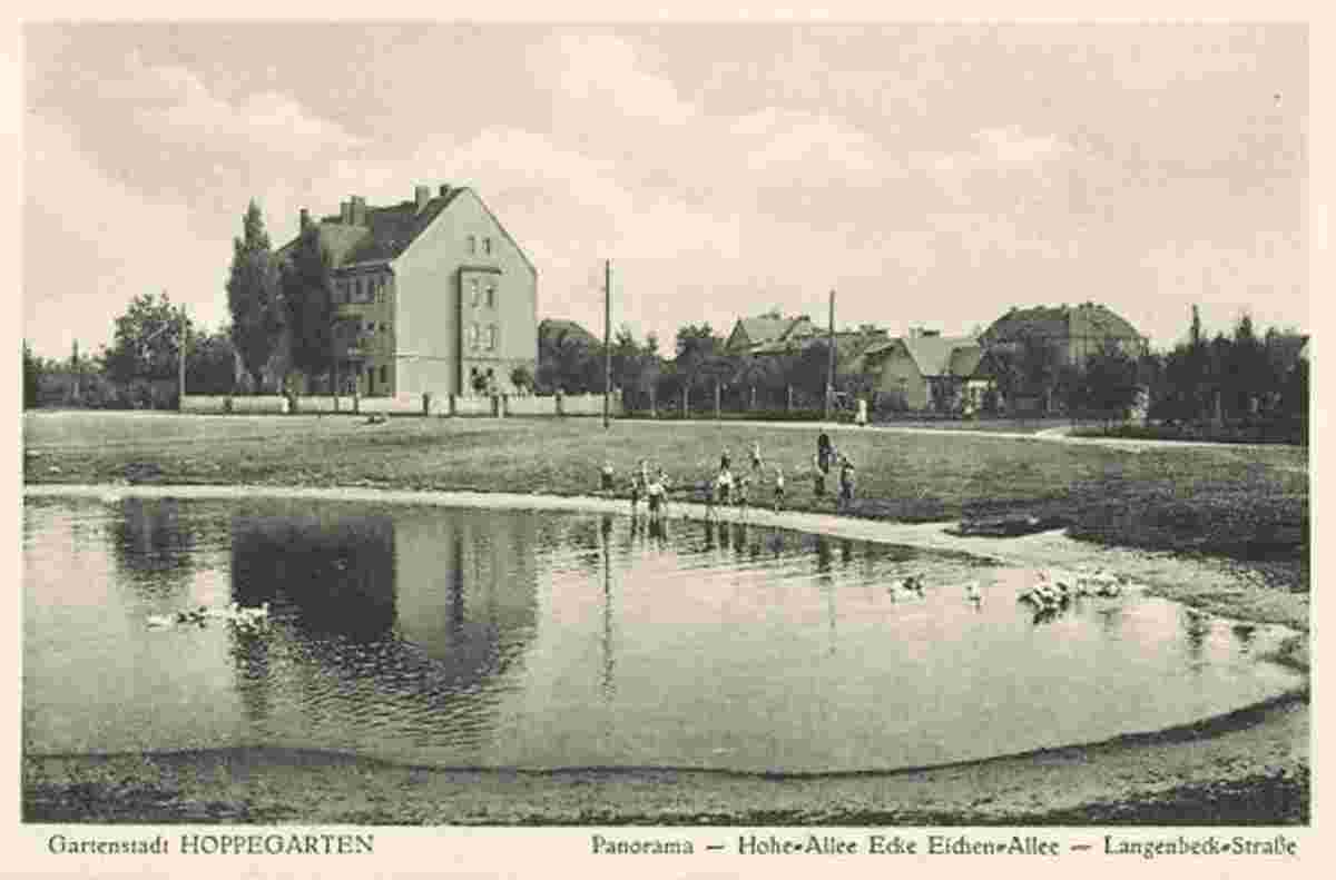 Hoppegarten. Teich, Ecke Höhe-Allee und Eichen-Allee - Langenbeck-Strasse, 1938