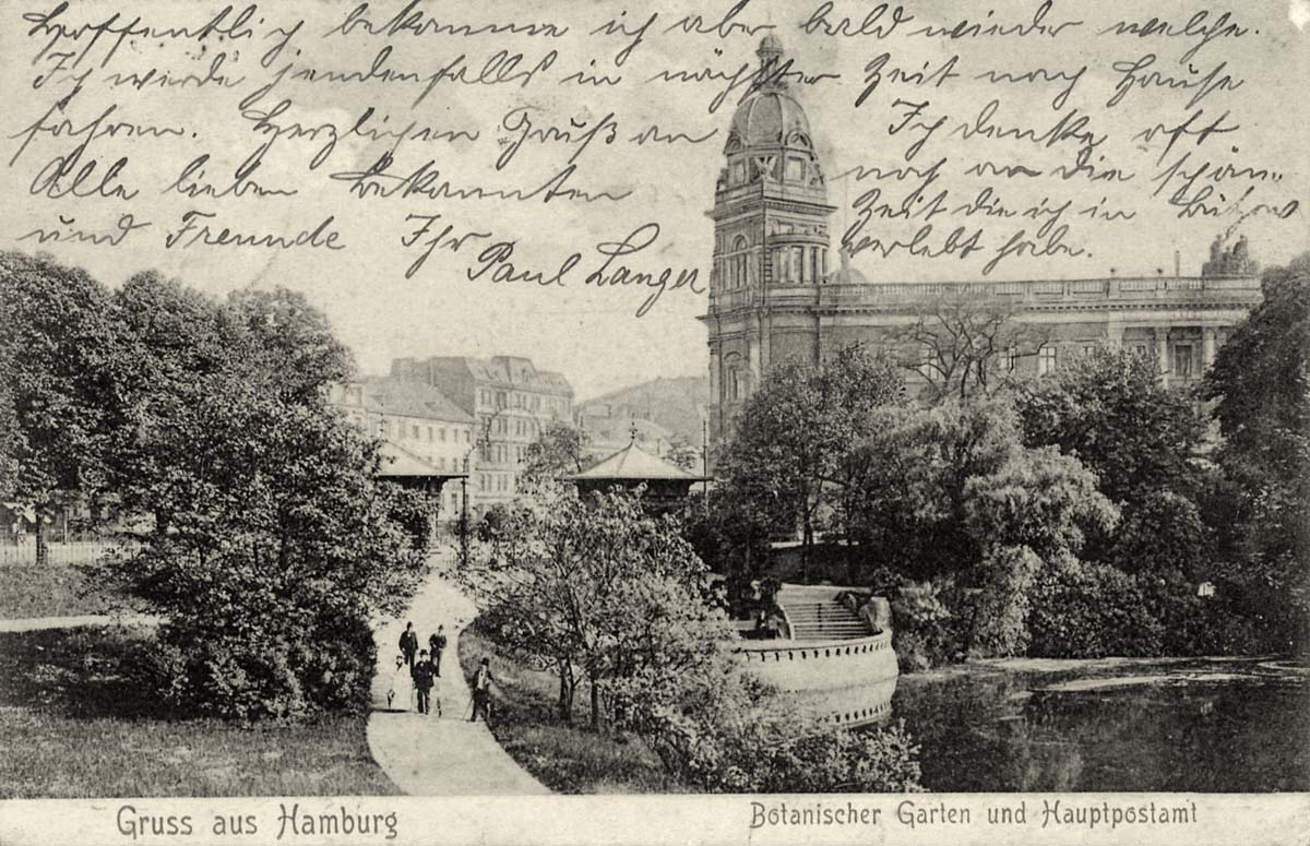 Hamburg. Botanischer Garten und Hauptpostamt, 1906