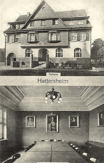 Hattersheim am Main. Rathaus und Sitzungssaal im Rathaus