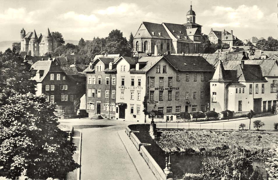 Herborn. Dillbrücke, Hotel zum Ritter, 1956