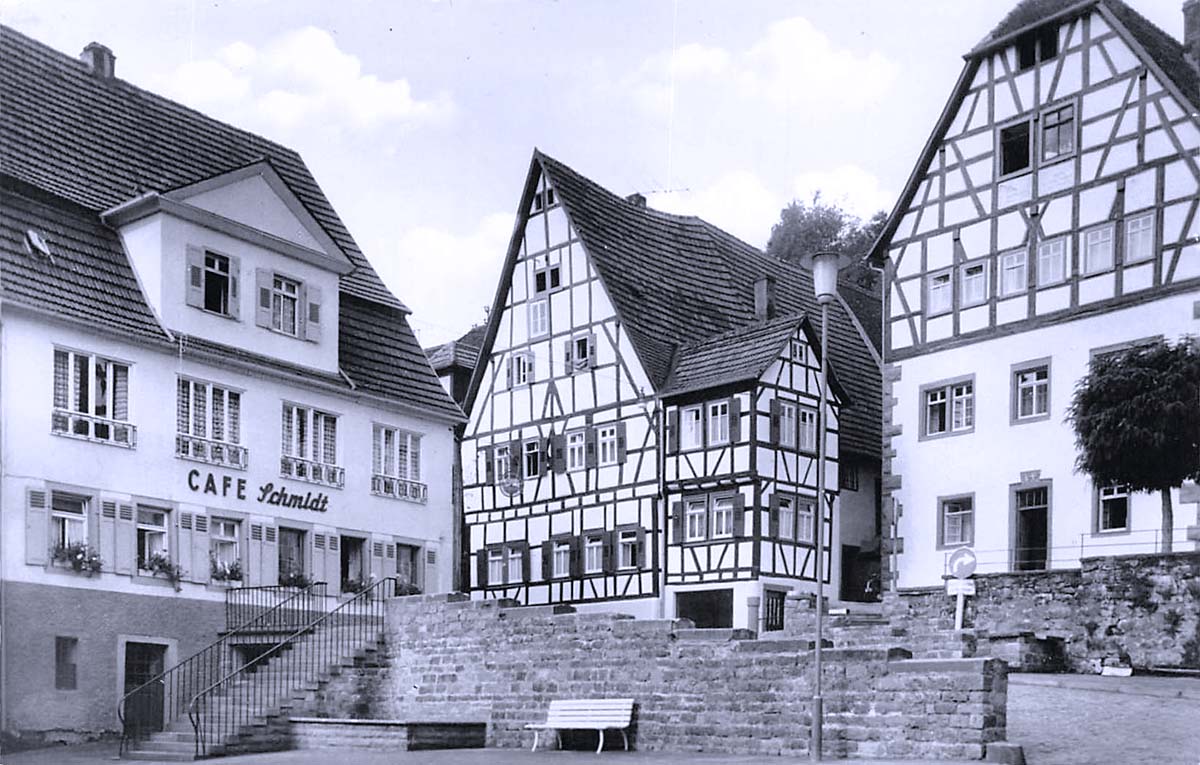 Hirschhorn (Neckar). Fachwerkhaus, Cafe Schmidt