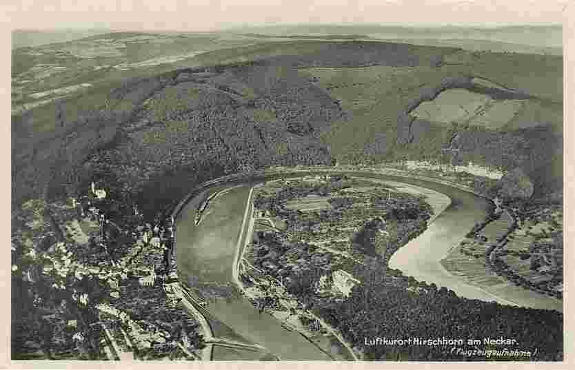Hirschhorn. Panorama der Stadt und Fluss, 1935
