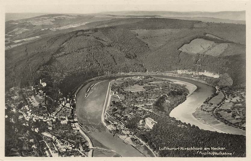 Hirschhorn (Neckar). Panorama der Stadt und Fluss, 1935