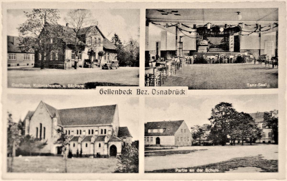 Hagen am Teutoburger Wald. Gellenbeck - Gasthaus, Kolonialwaren, Bäckerei, Kirche, Schule