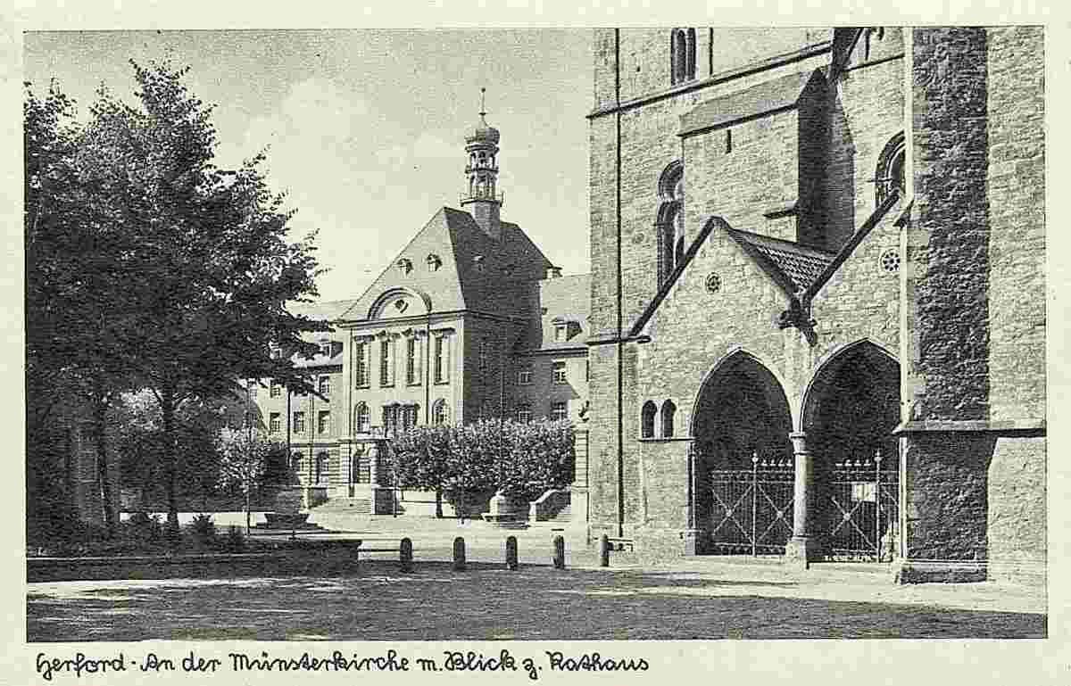 Herford. Münsterkirche mit blick zum Rathaus, 1940