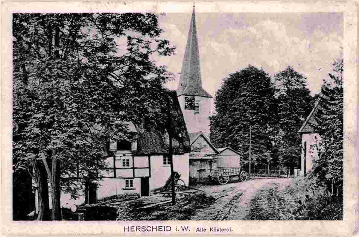 Herscheid. Alte Küsterei, Kirche, 1917