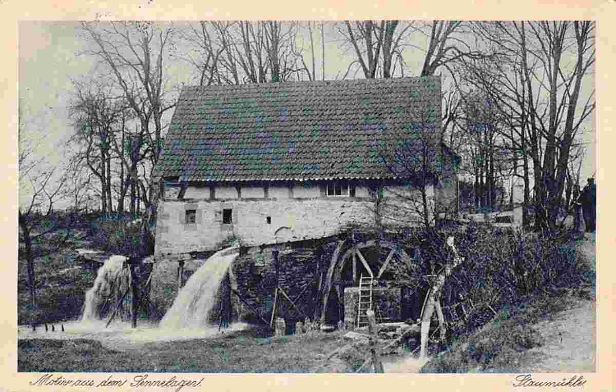 Hövelhof. Bezirk von Senne, Staumühle - Wassermühle, 1916