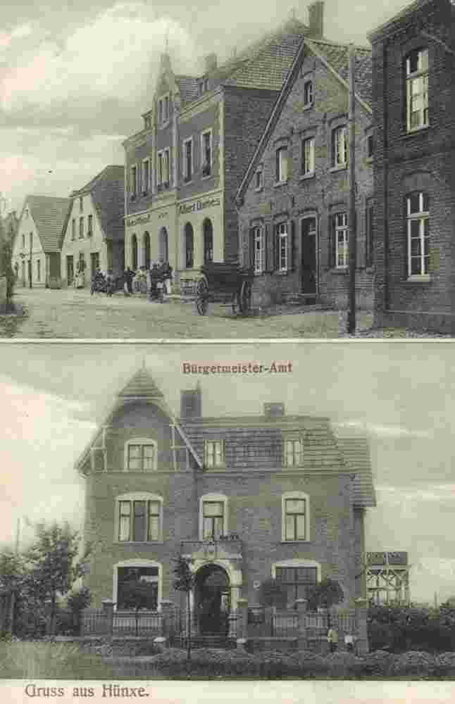 Hünxe. Gasthaus von Albert Dames, Bürgermeisteramt, 1909