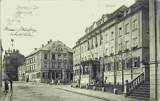 Hartha. Albertstraße mit Rathaus