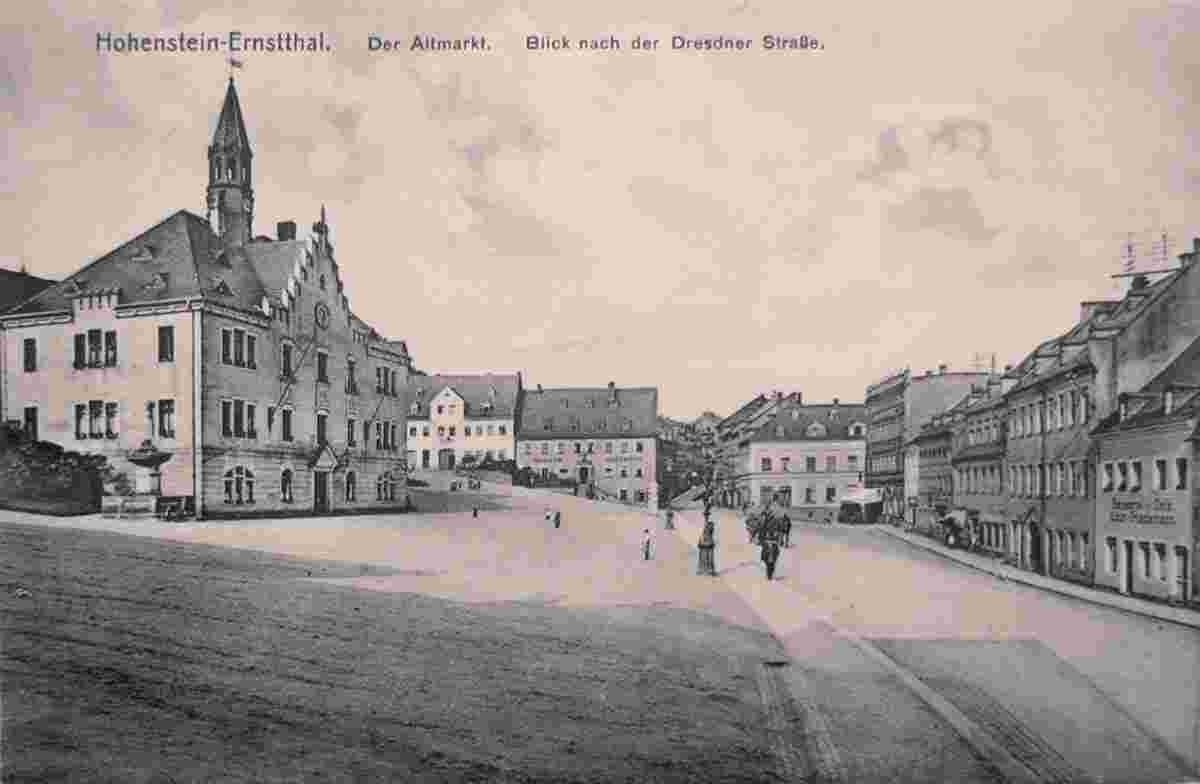 Hohenstein-Ernstthal. Altmarkt, Blick nach Dresdner Straße, 1913