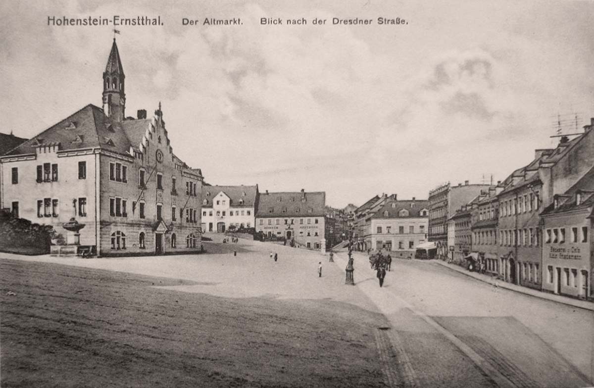 Hohenstein-Ernstthal. Altmarkt, Blick nach Dresdner Straße, 1913