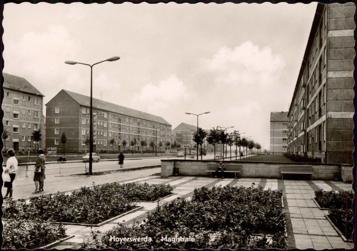 Hoyerswerda. Magistrale mit Wohnungsbauten, 1964