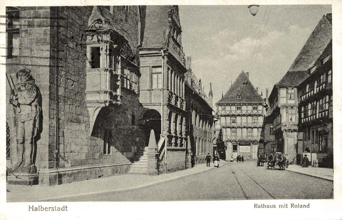 Halberstadt. Rathaus mit Roland, 1917