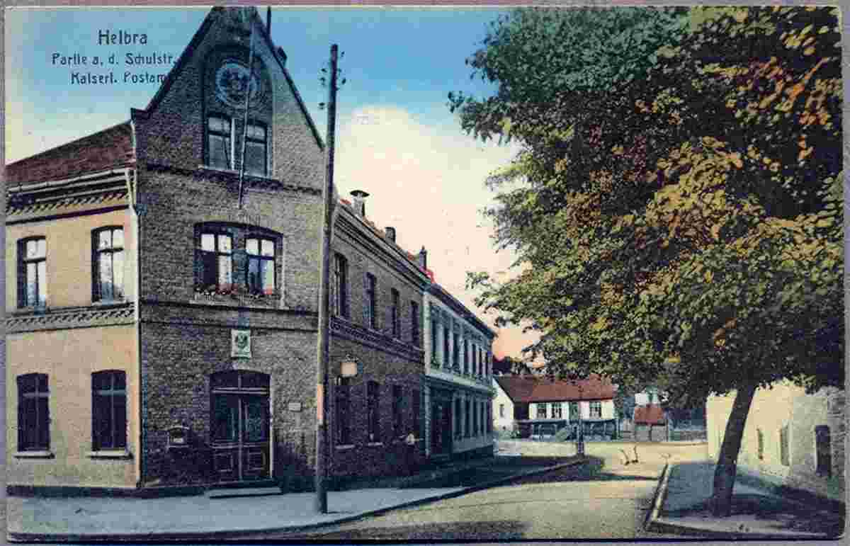 Helbra. Schulstraße, Kaiserliche Postamt, 1910