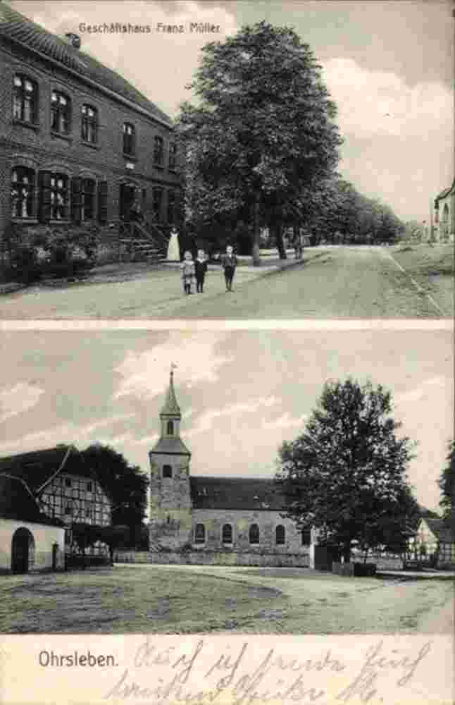 Hötensleben. Ohrsleben - Geschäftshaus Franz Müller, Kirche, 1912