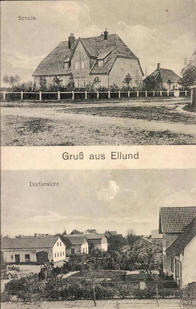 Handewitt. Ellund - Ortsansicht, Schule, 1924