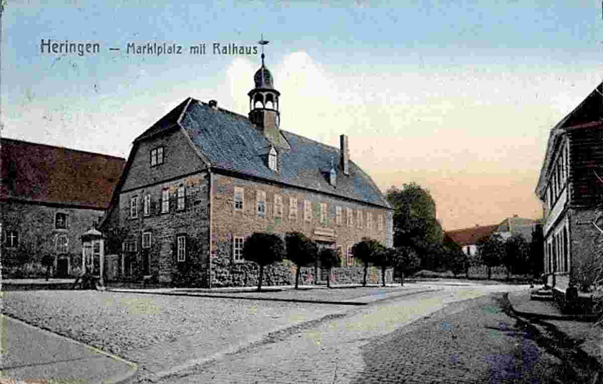 Heringen. Marktplatz mit Rathaus, 1923