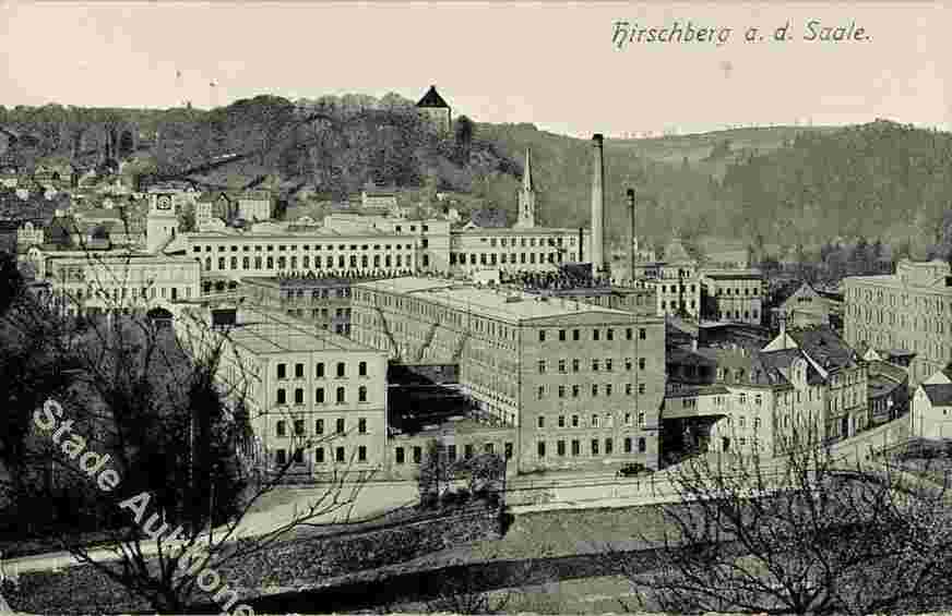Hirschberg. Panorama der Stadt und Lederfabrik