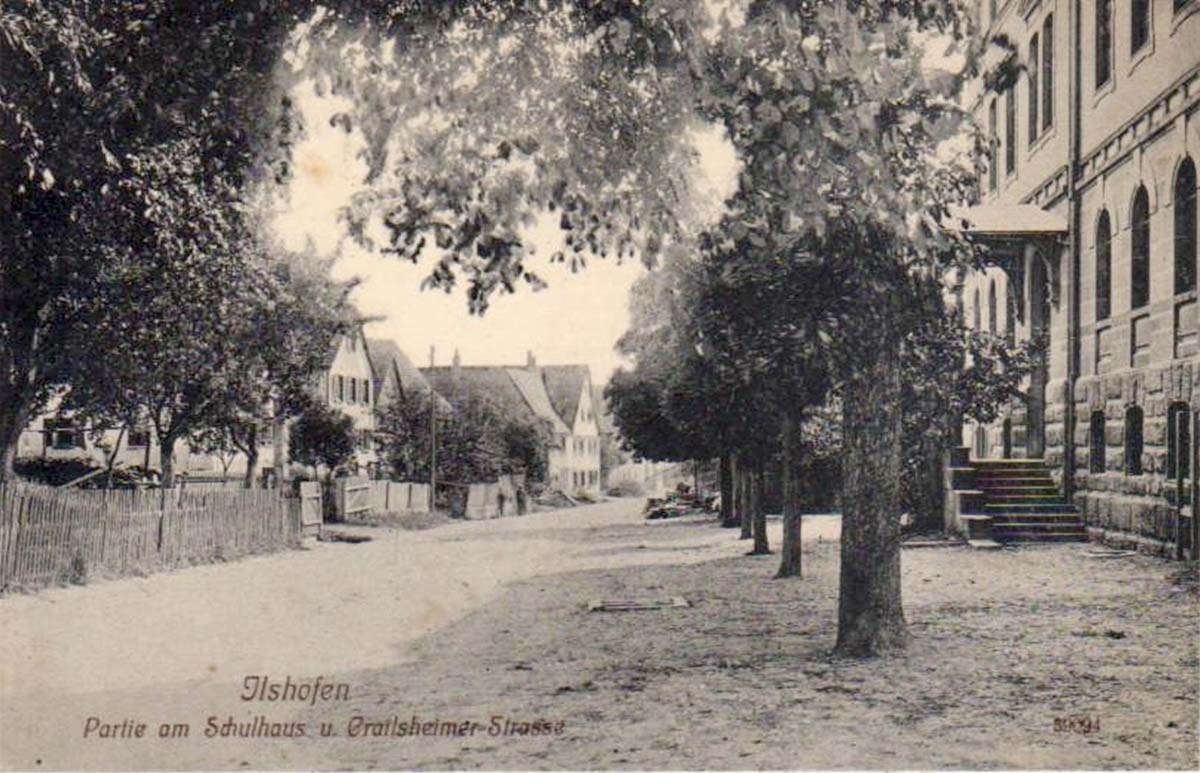 Ilshofen. Partie am Schulhaus, Crailsheimer Straße, 1913