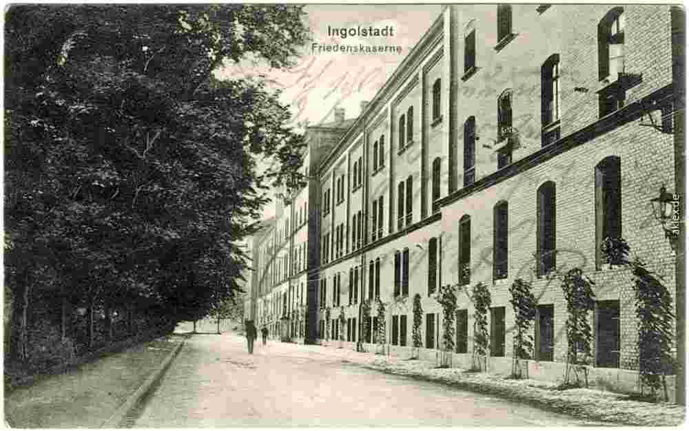 Ingolstadt. Panorama von Stadtstraße, Friedenskaserne, 1914