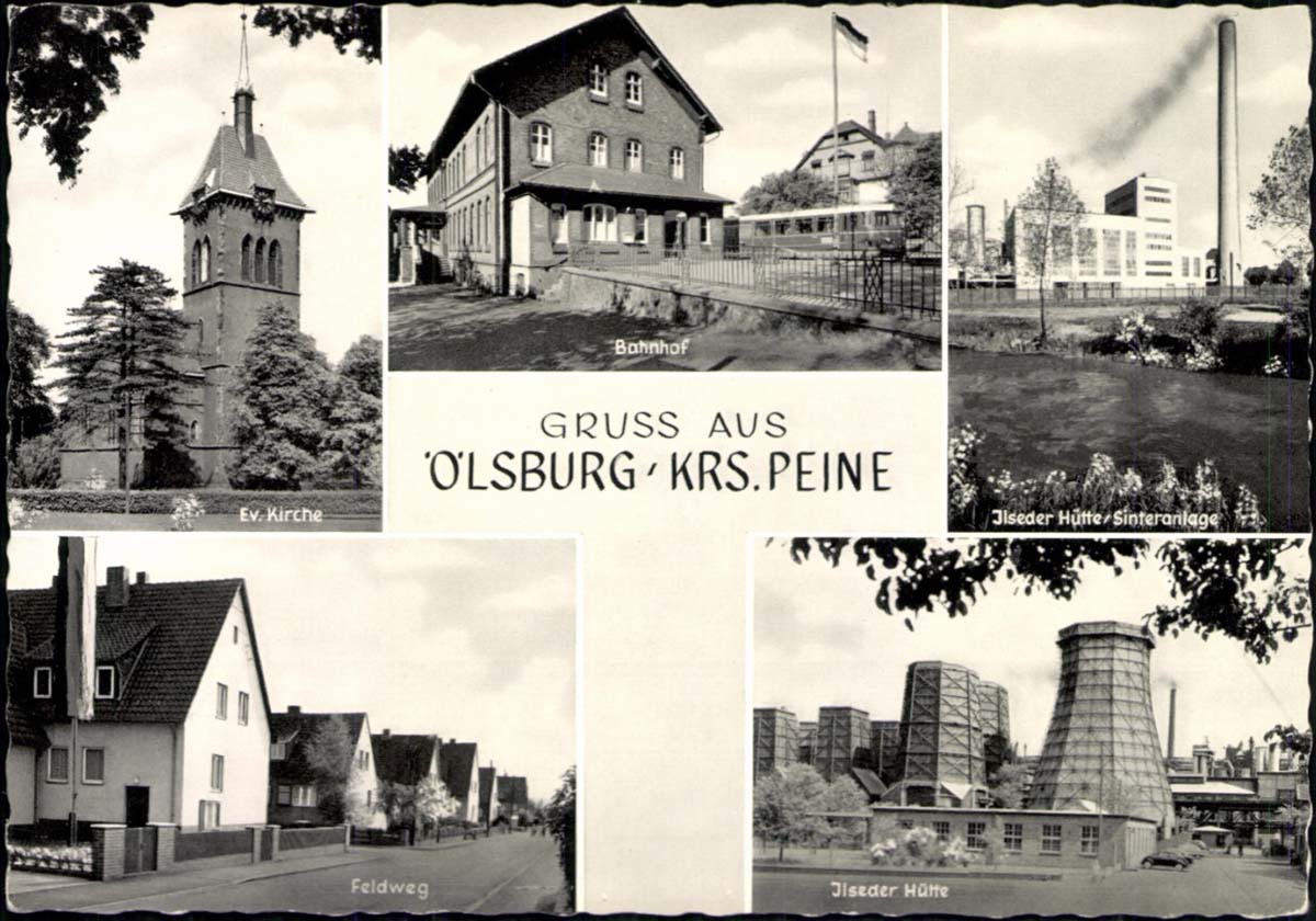 Ilsede. Ölsburg - Evangelische Kirche, Bahnhof, Ilseder Hütte - Sinteranlage, Feldweg