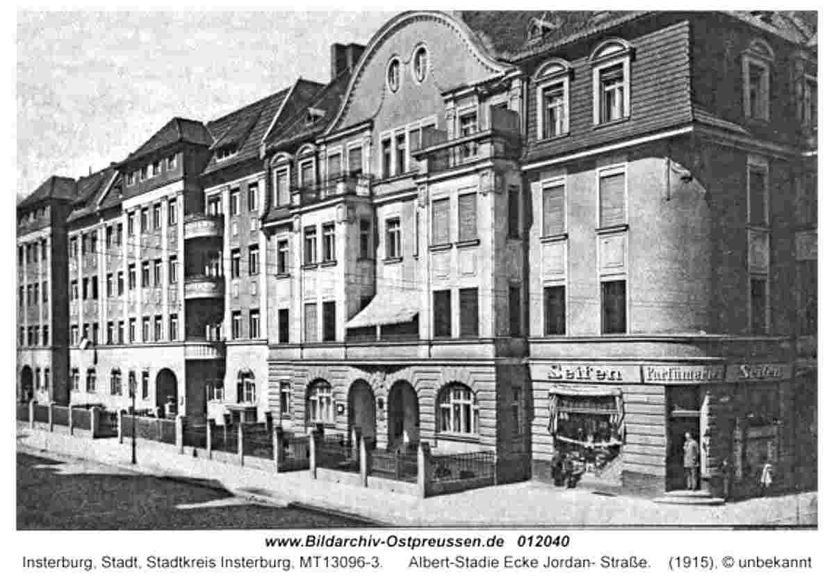 Insterburg. Ecke der Straßen Albert Stade und Jordan, 1915