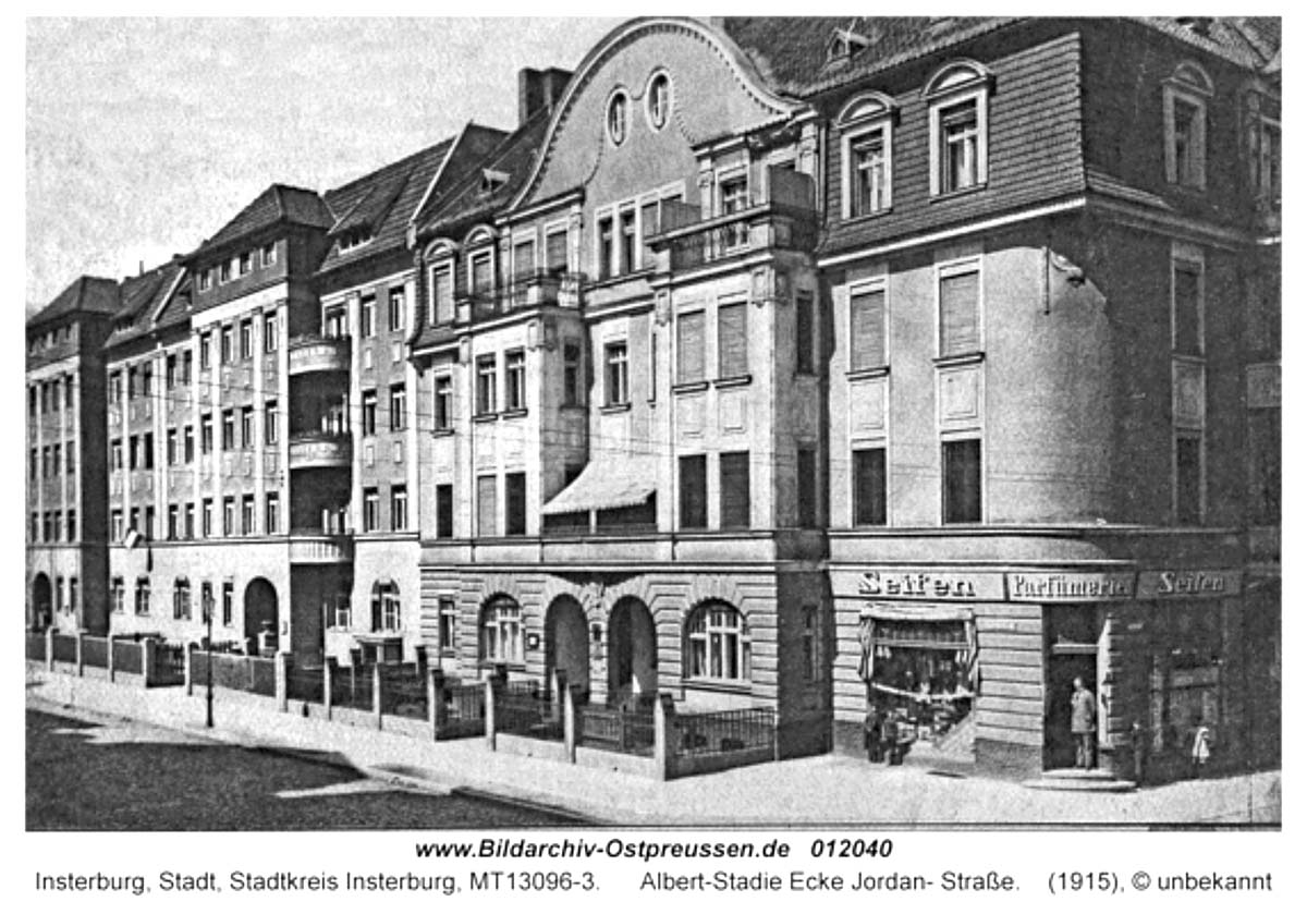 Insterburg (Tschernjachowsk). Ecke der Straßen Albert Stade und Jordan, 1915