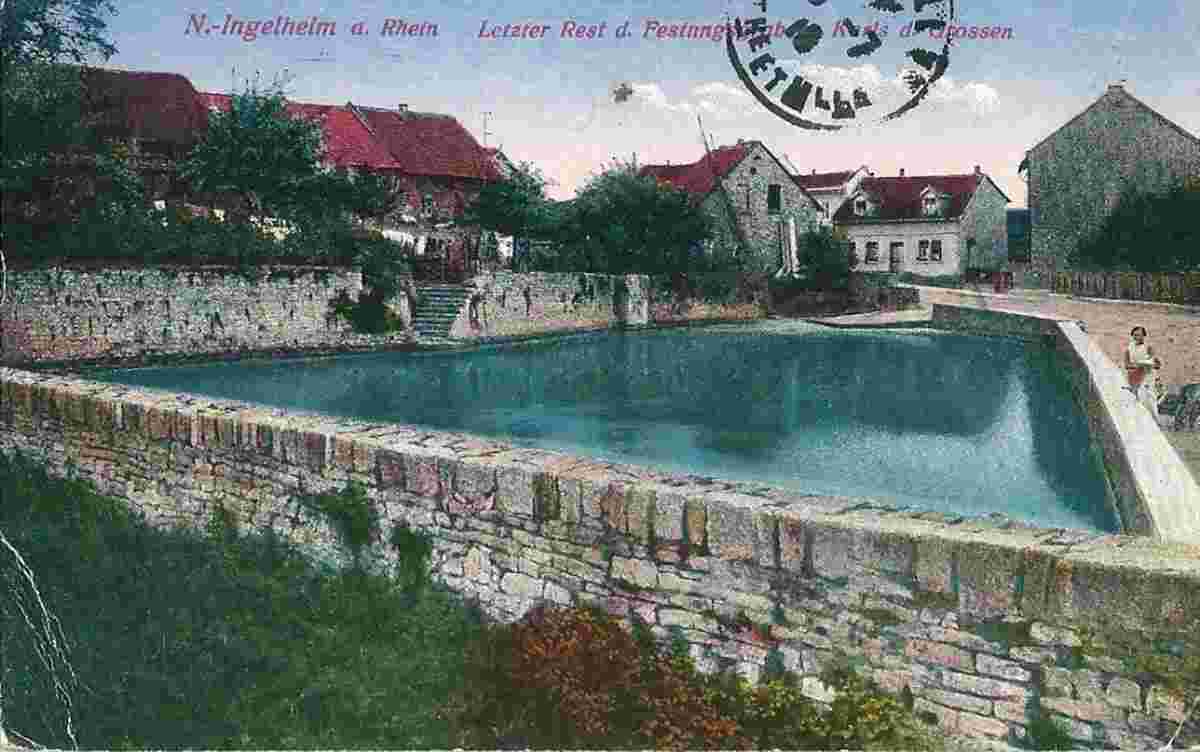 Ingelheim am Rhein. Nieder-Ingelheim - Letzter Rest die Festungsgrabens Karls des Grossen, 1919