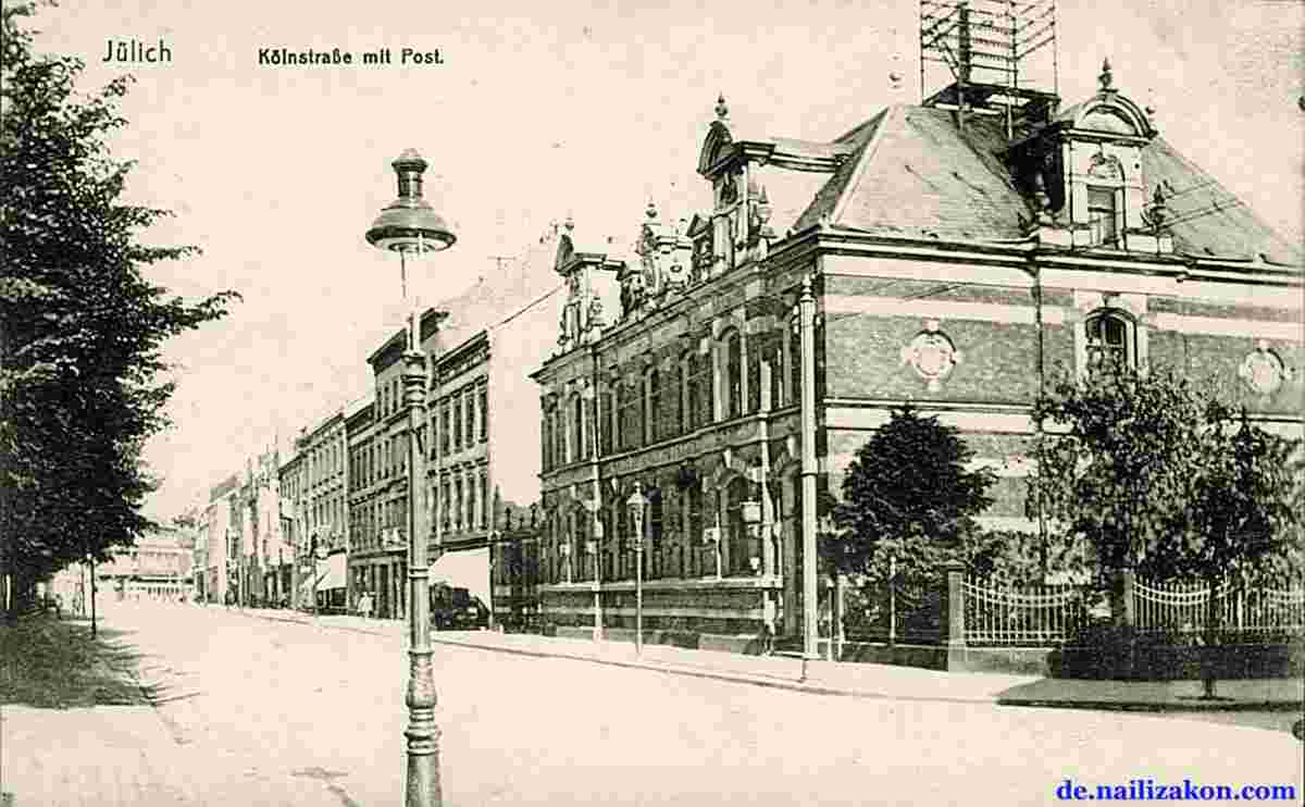 Jülich. Kölnstraße mit Postamt, 1920