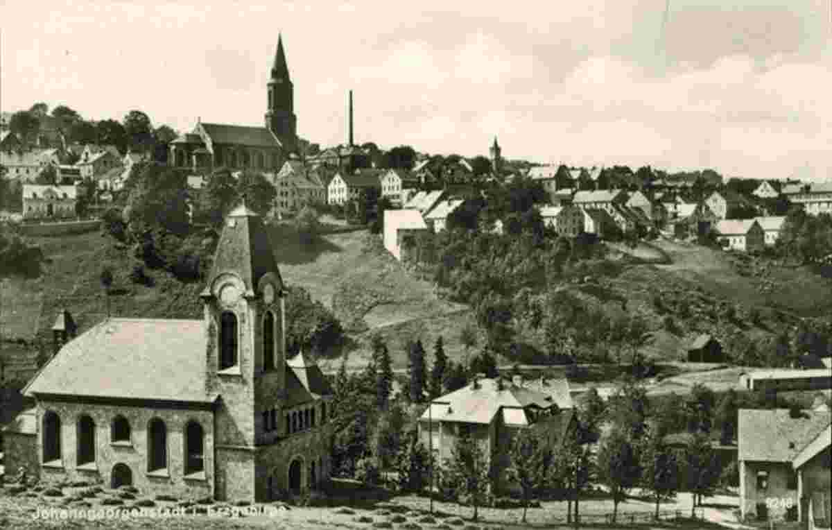 Panorama von Johanngeorgenstadt und Kirche