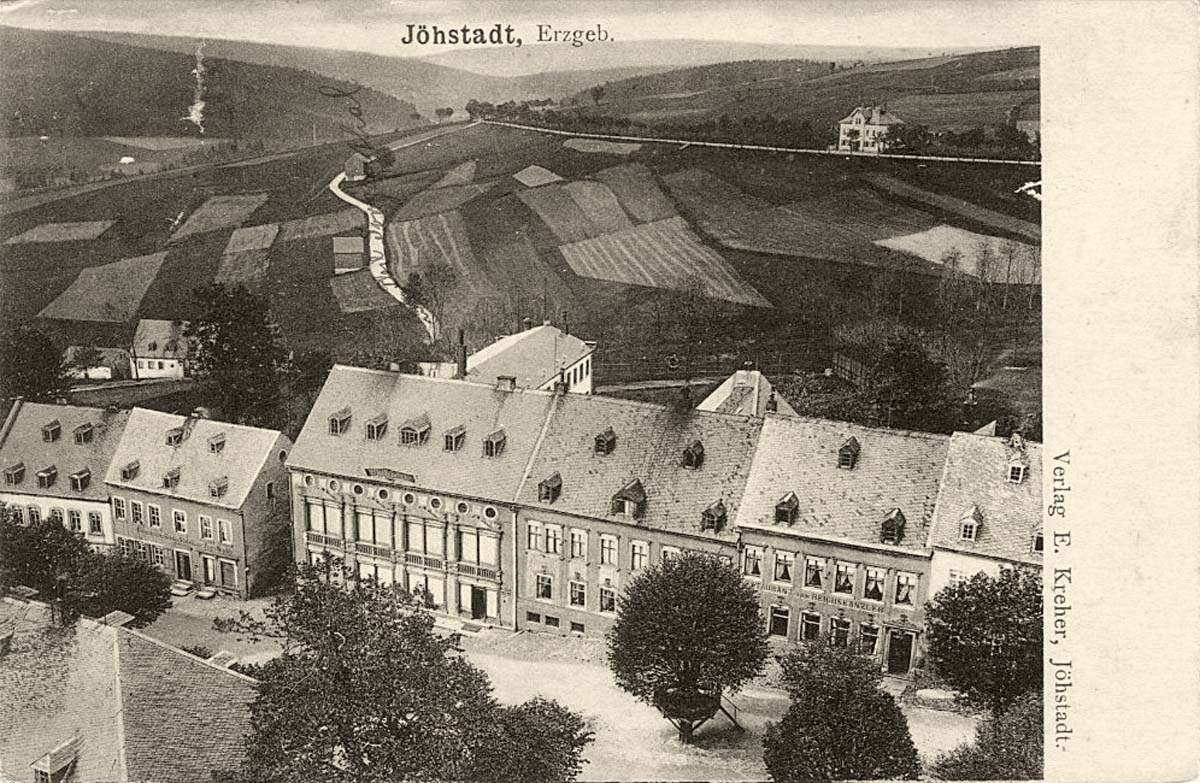 Jöhstadt. Erzgebirge, mit Gasthof Reichskanzler, 1912