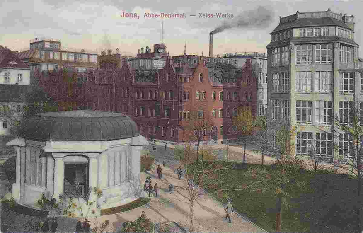 Jena. Abbe-Denkmal, Zeiss Werke, um 1910