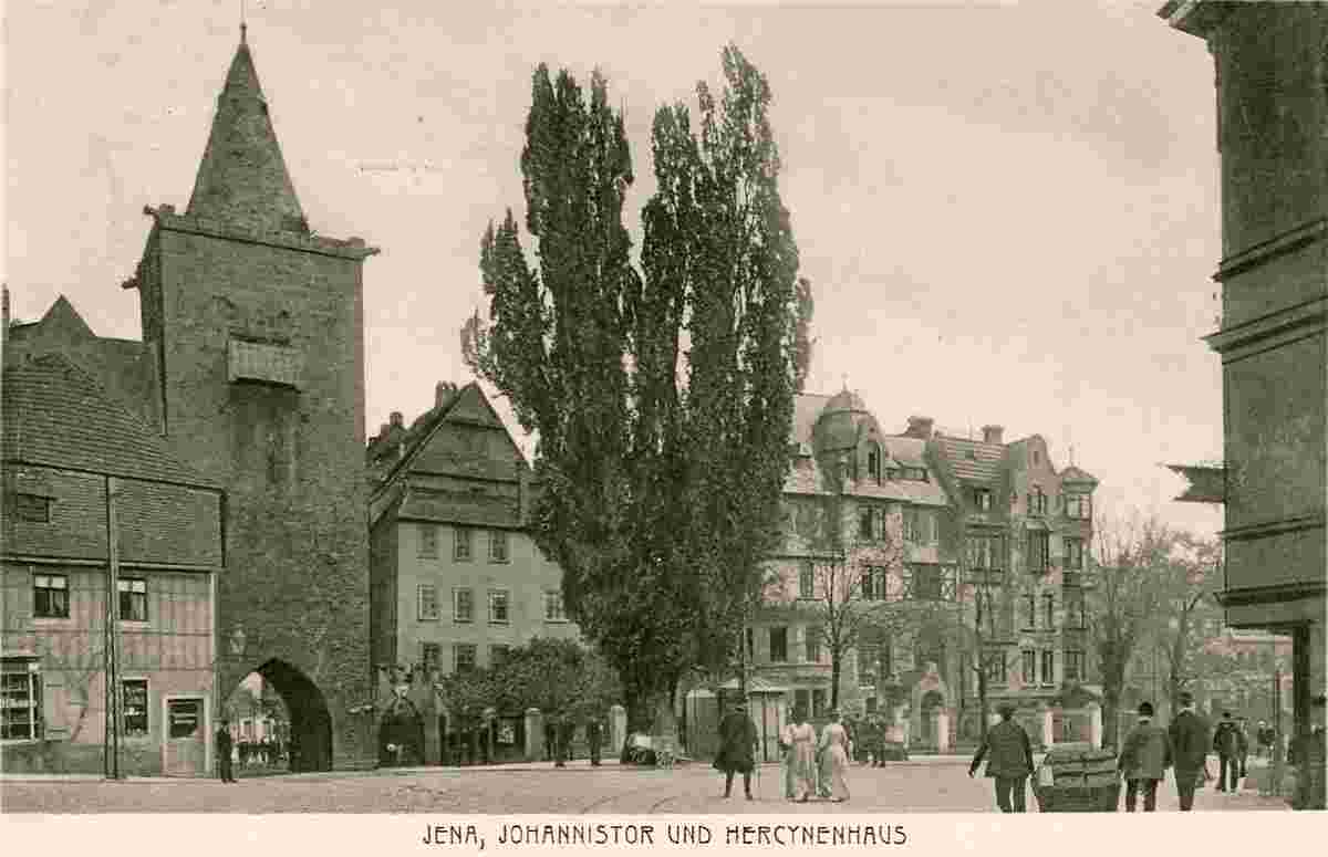 Jena. Johannistor und Hercinrnhaus am Johannisplatz