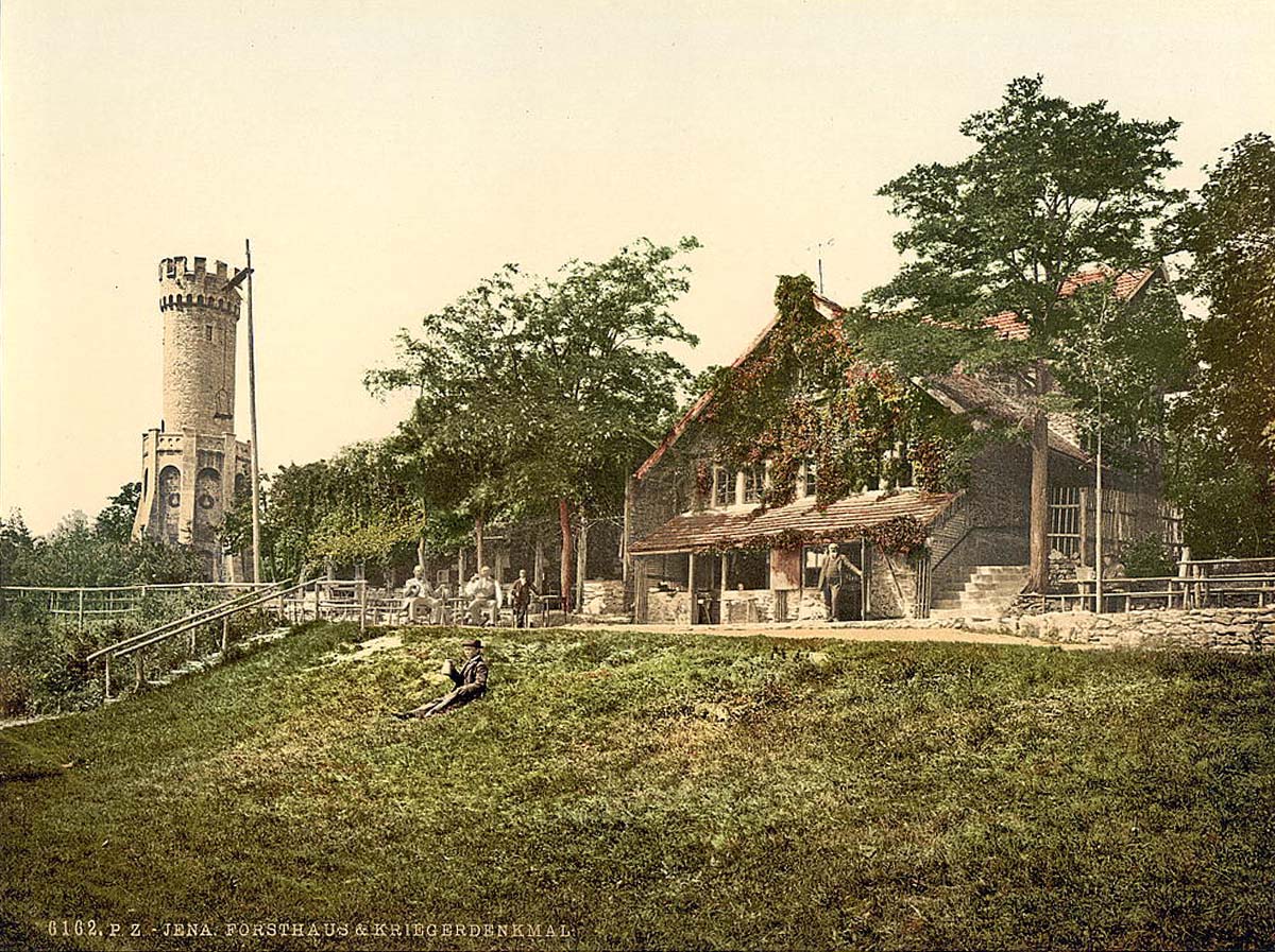 Jena. Wald Haus und Soldatendenkmal, um 1890