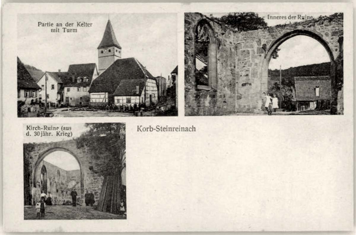 Korb. Steinreinach - Kelter mit Turm, Kirch Ruine