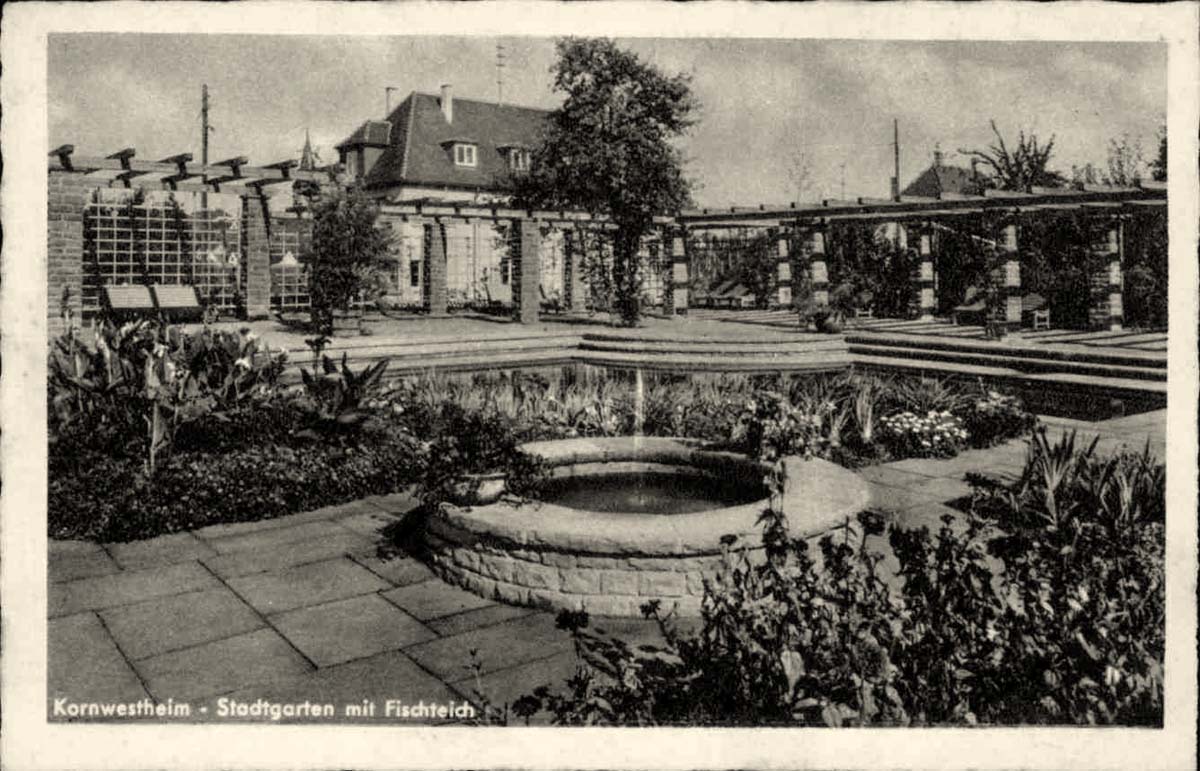 Kornwestheim. Stadtgarten mit Fischteich, um 1920er