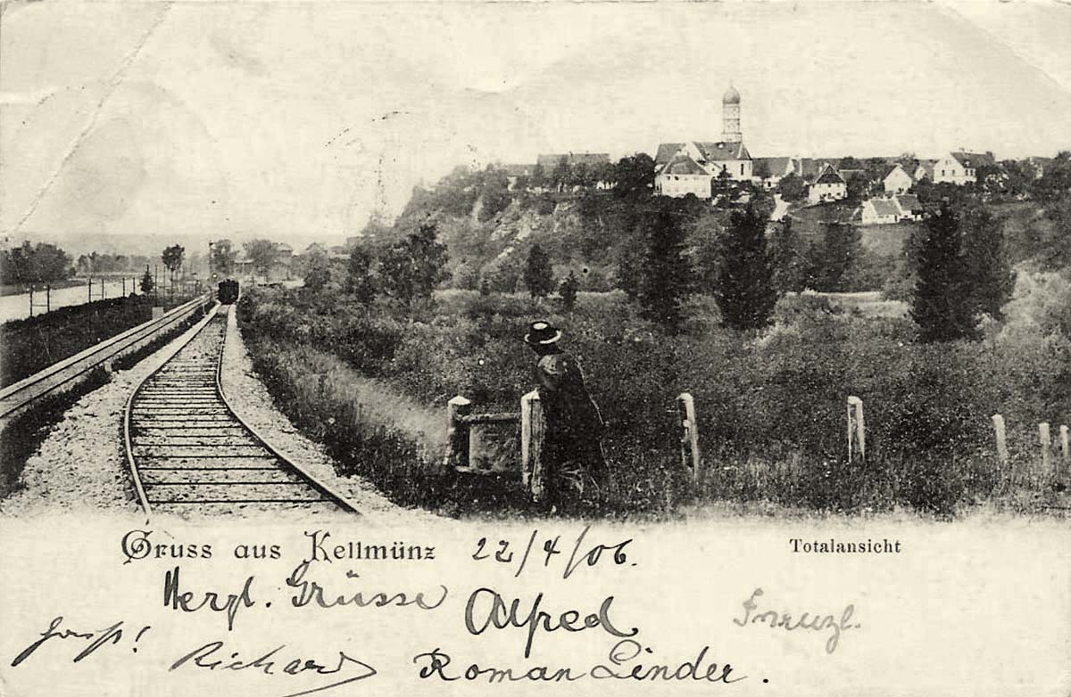 Kellmünz an der Iller. Panorama der Stadt und bahn, 1906