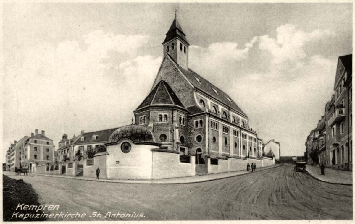 Kempten (Allgäu). Kapuzinerkirche St Antonius, um 1920