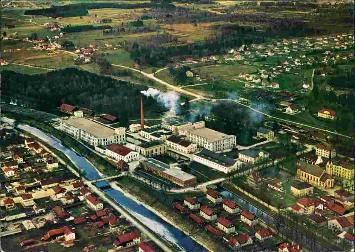 Kolbermoor. Fabrikanlage, Luftbild, 1961