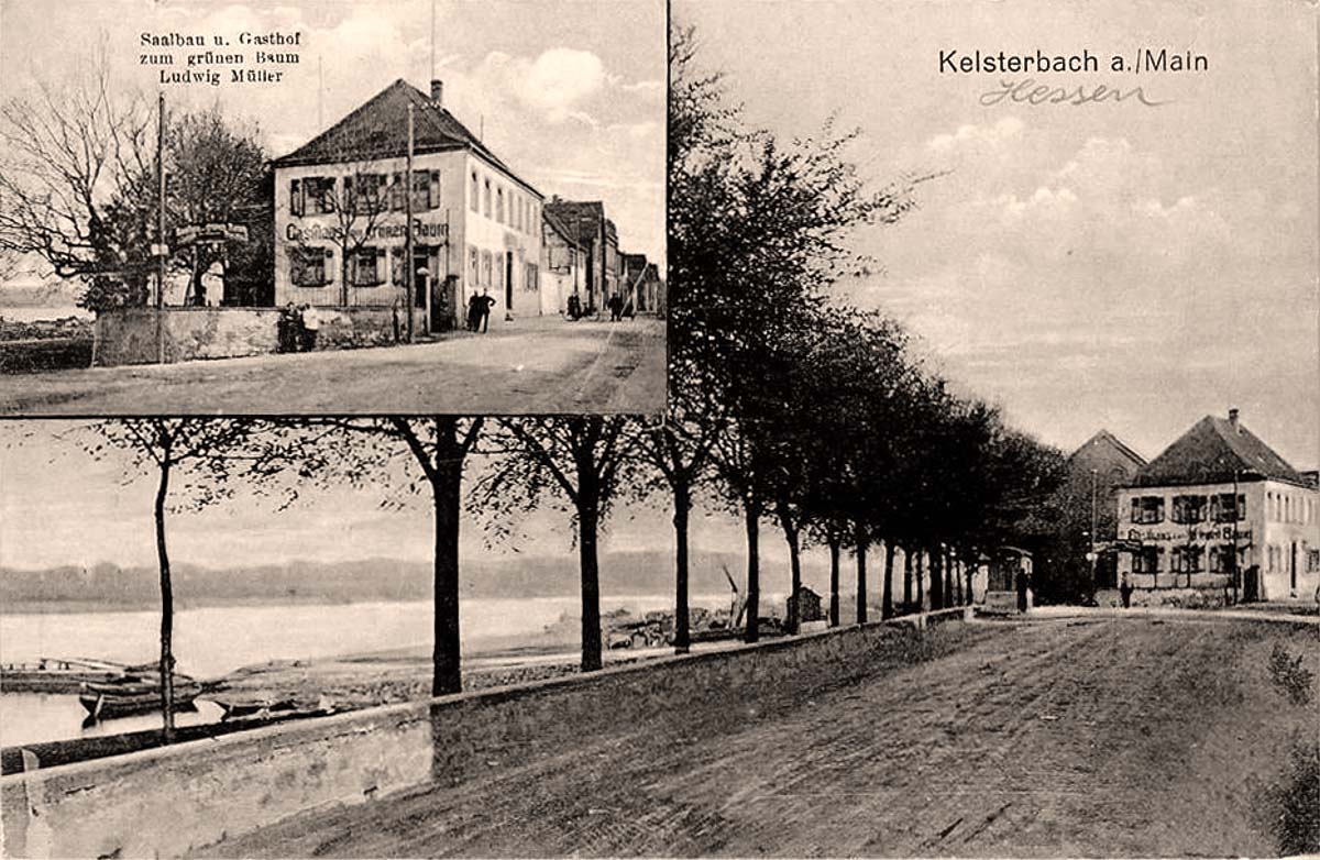 Kelsterbach. Saalbau und Gasthaus 'Zum grünen Baum' von Ludwig Müller, 1917